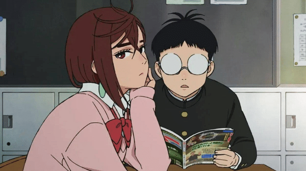 Momo e Okarun do anime 
