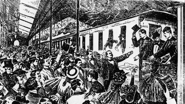 A despedida festiva dos três exploradores de Estocolmo na primavera de 1896 A despedida festiva dos três exploradores de Estocolmo na primavera de 1896