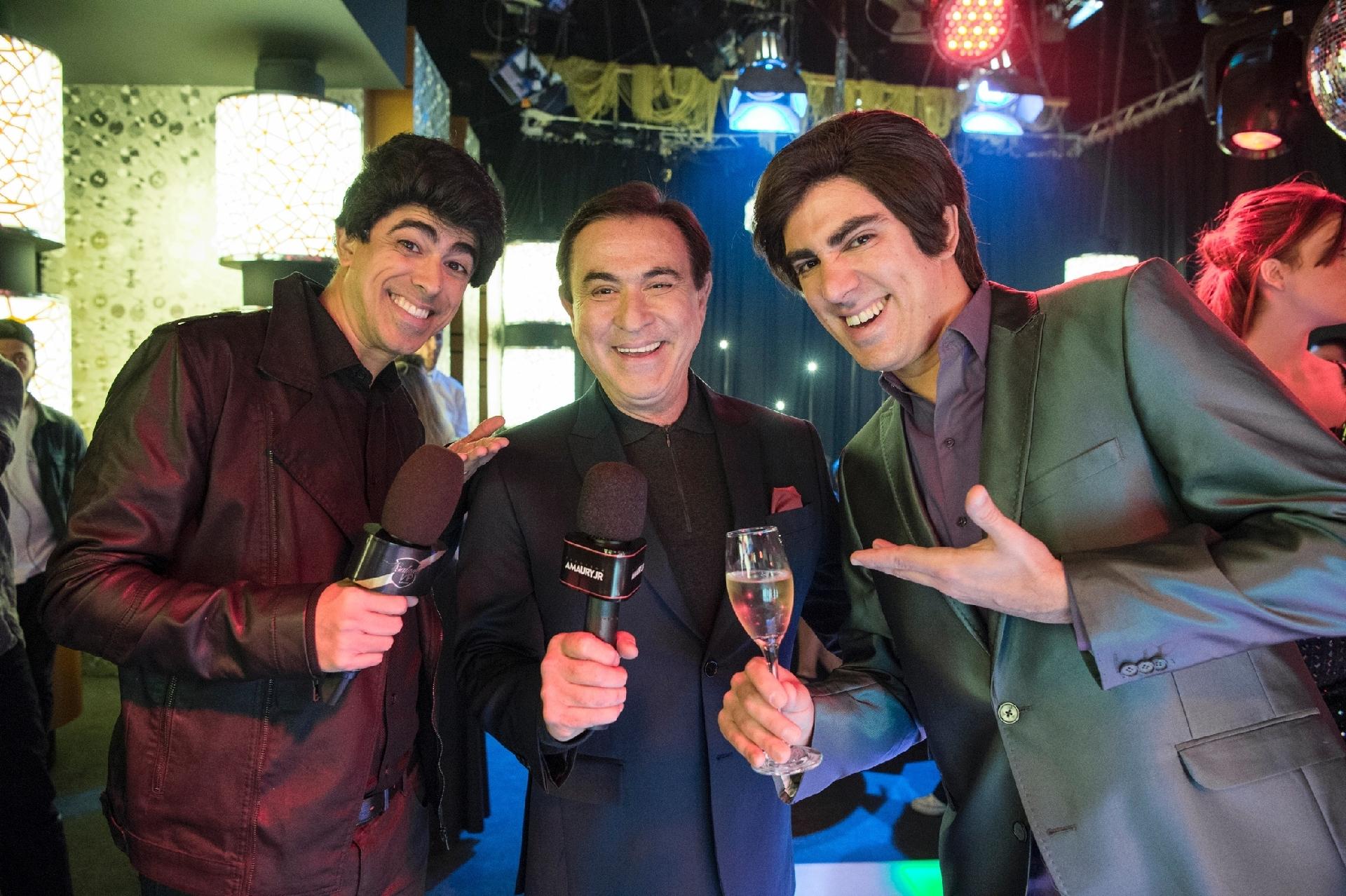 O apresentador Amaury Jr. gravou participação especial no humorístico "Tá no Ar" no quadro "Balada Vip", com Tony Karlakian (Marcelo Adnet) e Rick Matarazzo (Marcius Melhem) - Estevam Avellar/TV Globo