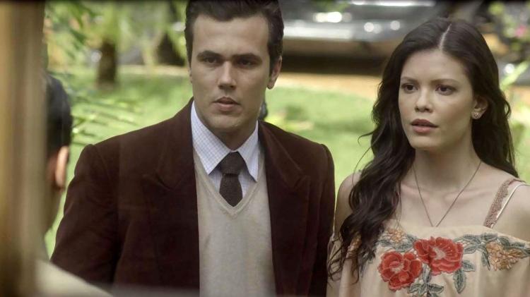 Vicente (Bruno Ferrari) e Maria Vitória (Vitória Strada) em "Tempo de Amar" - Reprodução/GShow - Reprodução/GShow