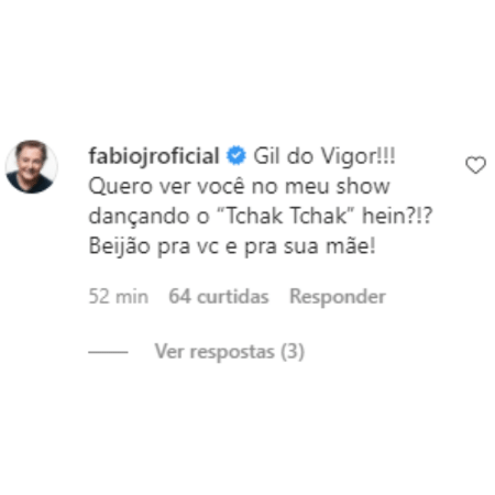 BBB 21: Comentário de Fábio Jr. na foto de Gilberto - Reprodução/Instagram - Reprodução/Instagram
