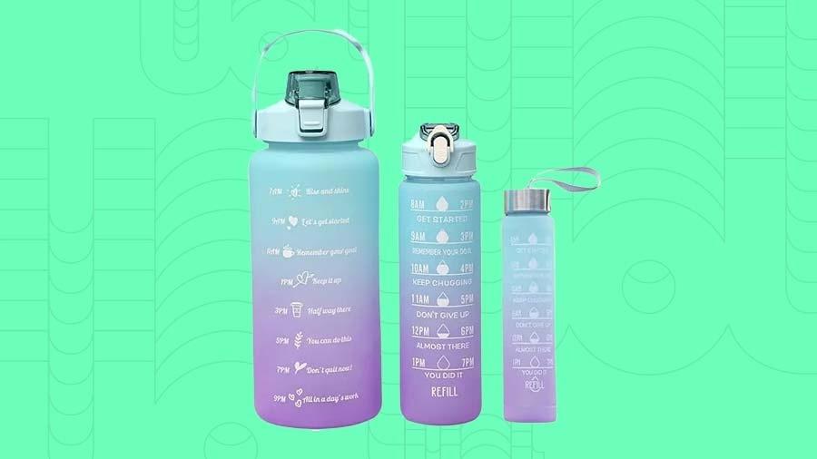 Kit de garrafas coloridas e motivacionais e sucesso no TikTok