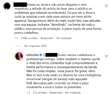 Ed Motta fala sobre demissão durante show