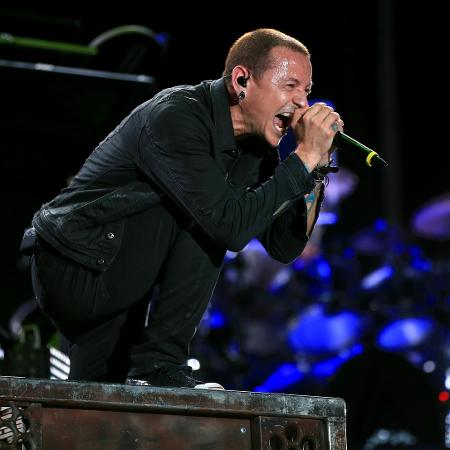 Chester Bennington durante show do Linkin Park no Rock in Rio Las Vegas - Getty Images - Getty Images