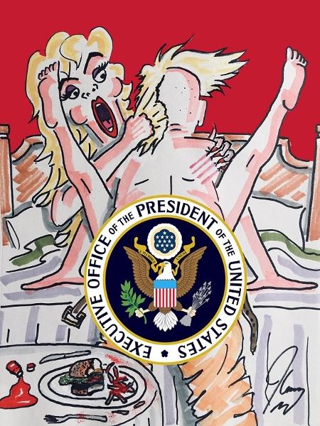 Pintura de Jim Carrey mostra aventuras sexuais do presidente Donald Trump - Reprodução/Twitter - Reprodução/Twitter