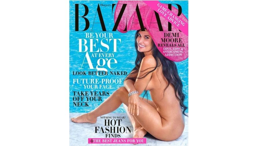 Demi Moore na capa da Harper"s Bazaar - Divulgação 