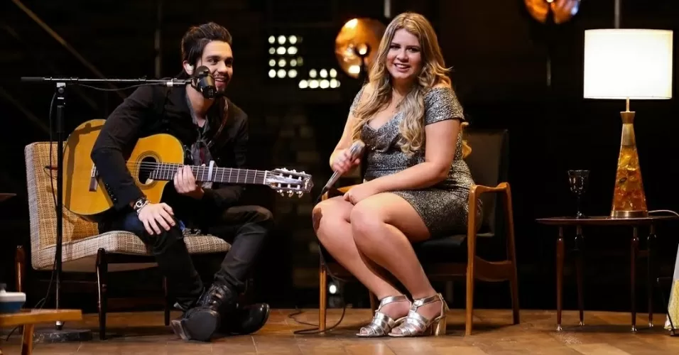 18.ago.2016 - Marília Mendonça e Luan Santana durante gravação do DVD "1977" do cantor sertanejo - Manuela Scarpa/Brazil News