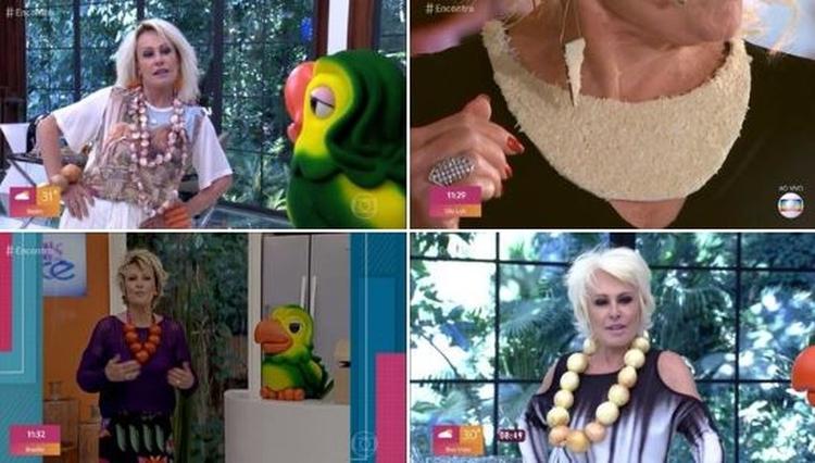 Detalhes dos colares 'de protesto' que Ana Maria já usou na TV - Reprodução - Reprodução