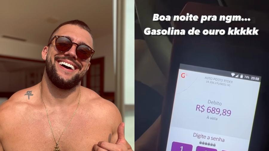 Arthur Picoli gasta R$ 689 reais para abastecer carro: "Gasolina de ouro" - Reprodução/Instagram