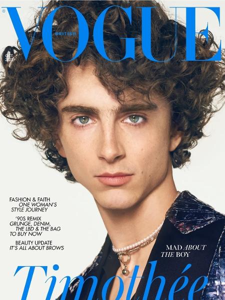 O ator Timothee Chalamet na capa da Vogue britânica