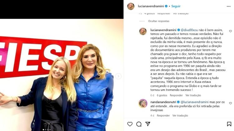 Luciana Vendramini diz ter sido demitida de programa