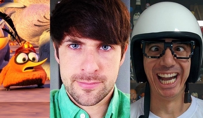 Bubu, do filme "Angry Birds", interpretado por Ian Hecox e Rodrigo Piologo - Divulgação/Reprodução/Montagem