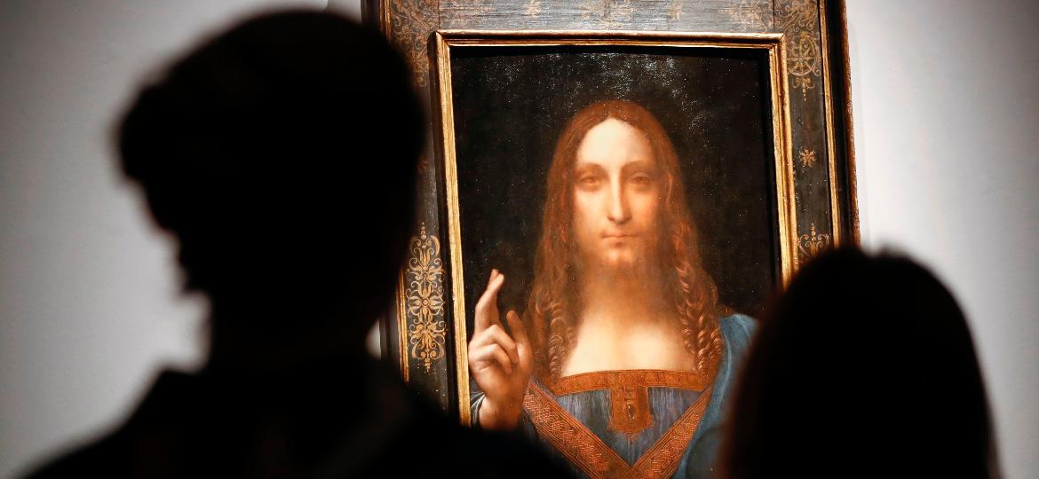 O quadro de Leonardo da Vinci, "Salvator Mundi", foi leiloado por US$ 450,3 milhões - Tolga Akmen/AFP