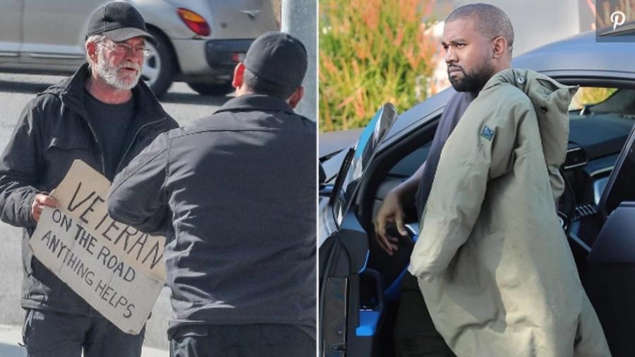 Kanye West para carro e ajuda morador de rua - Reprodução/People.com