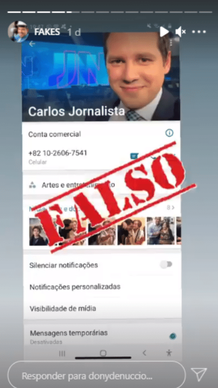 Perfil fake com foto do jornalista Dony de Nuccio - Reprodução/Instagram - Reprodução/Instagram