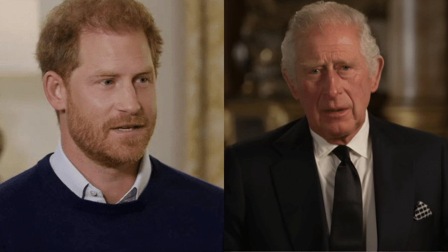 Príncipe Harry e Charles estão em pé de guerra há meses - Reprodução/ITV e Reprodução/YouTube