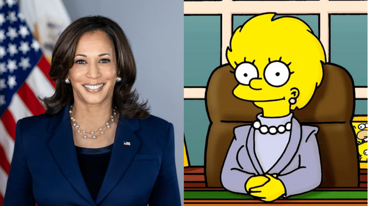 Lisa Simpson vestida de forma semelhante a Kamala Harris