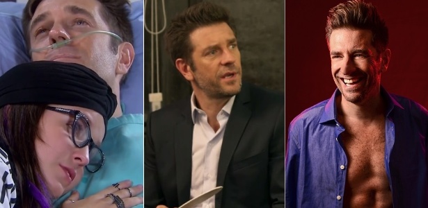 Alexandre Barros em "Cúmplices de um Resgate" (SBT), "A Regra do Jogo" (Globo) e com o visual para "Os Dez Mandamentos" (Record) - Montagem/Reprodução/SBT/TV Globo/Lucca Messer - Montagem/Reprodução/SBT/TV Globo/Lucca Messer