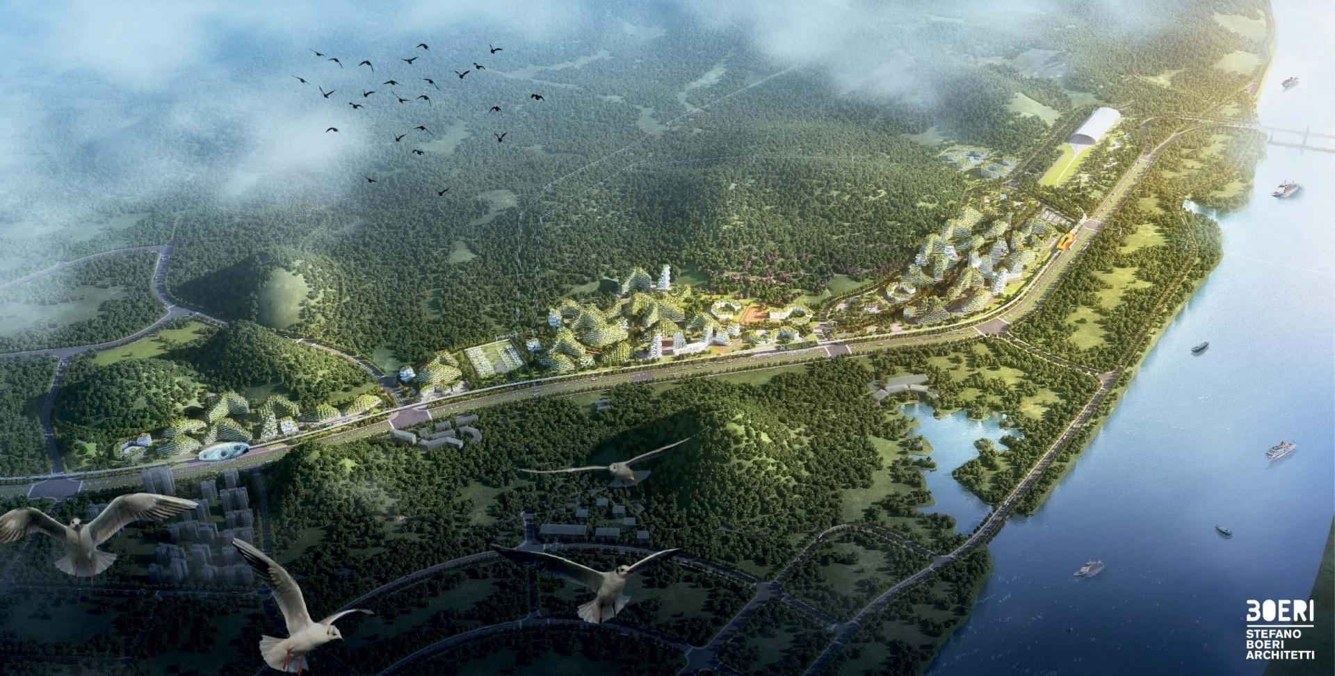 Um projeto ambicioso para uma cidade 100% ecológica está em andamento na região de Liuzhou, no sudoeste da China. - Divulgação/Site Oficial/ stefanoboeriarchitetti.net