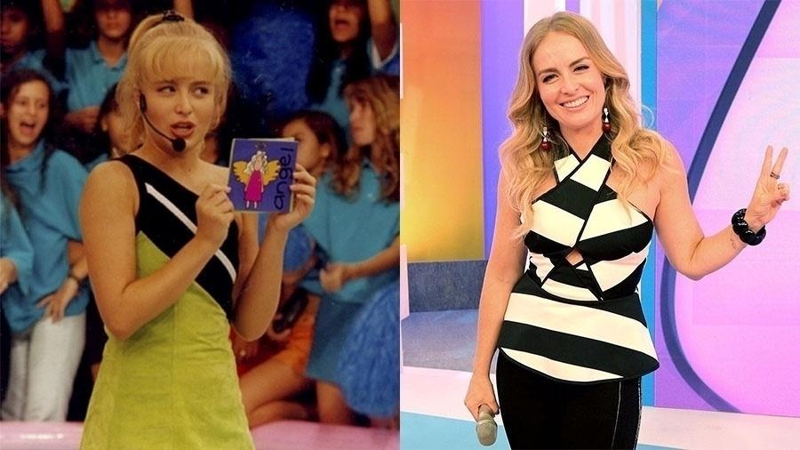 Angélica completa 45 em novembro. Mãe de Joaquim, Benício e Eva, a apresentadora tem se beneficiado com o tempo e continua bonita e mais segura de que quando apresentava o programa "Angel Mix" (à esquerda) nos anos 90 na Globo - Cdoc Globo e Reprodução/Instagram