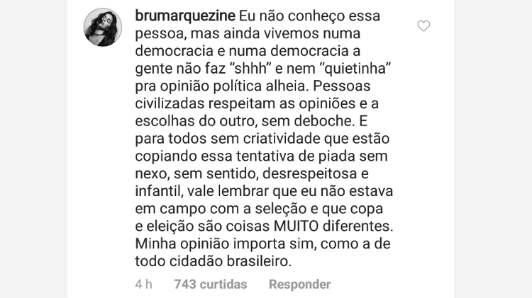 Bruna Marquezine rebate vídeo de pessoa que mandou ela ficar "quietinha"  - Reprodução/Instagram - Reprodução/Instagram