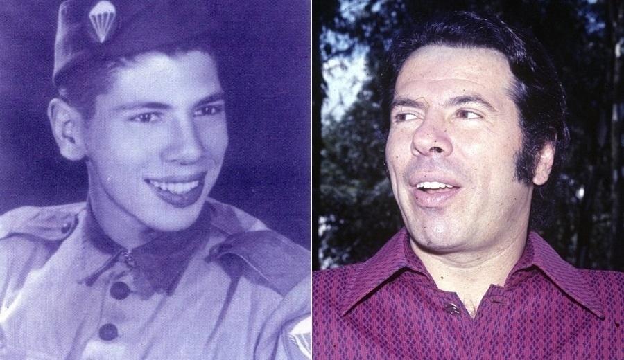 Prestes a completar 88 anos, Silvio Santos continua com o inconfundível sorriso de quando tirou esta foto, no dia em que se alistou na Escola de Paraquedistas do Exército, aos 18 anos, quando ainda assinava como Senor Abravanel. À direita, o apresentador era um dos quarentões mais famosos do Brasil - Montagem/UOL
