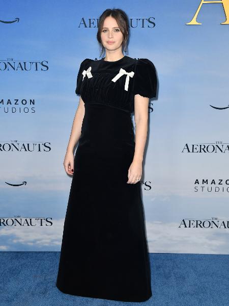 Felicity Jones na pré-estreia do filme The Aeronauts, em Nova York - ANGELA WEISS/AFP