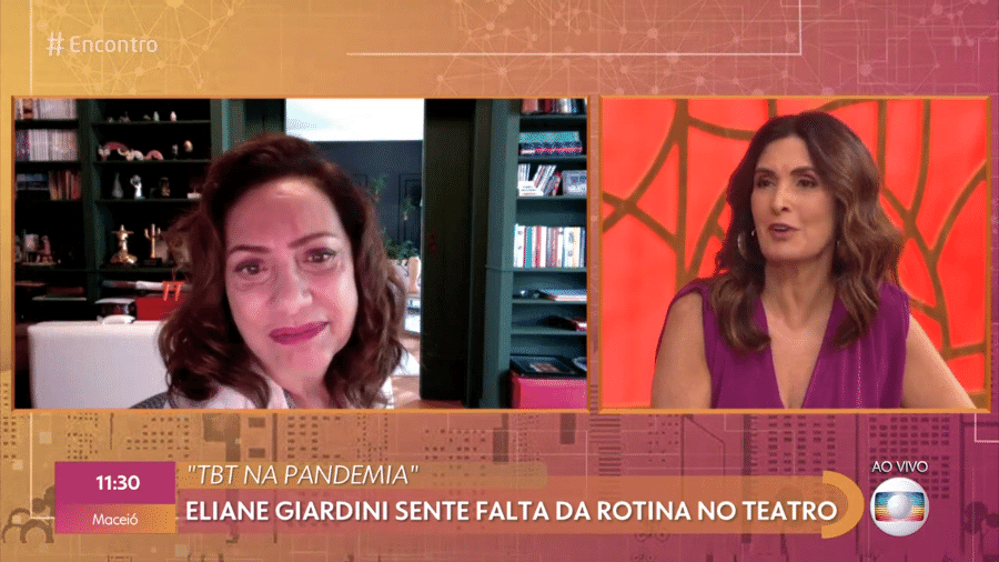 Eliane Giardini em participação especial no "Encontro com Fátima Bernardes" - Reprodução/Globoplay