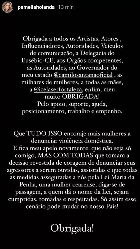 Pamella Holanda agradece mensagens de apoio após denunciar DJ Ivis - Reprodução/Instagram - Reprodução/Instagram