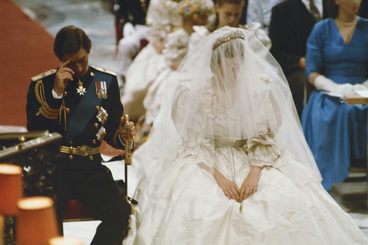 Diana and Prince Charles at the altar in St Paul's Cathedral, England, during their wedding - Getty Images - Getty Images