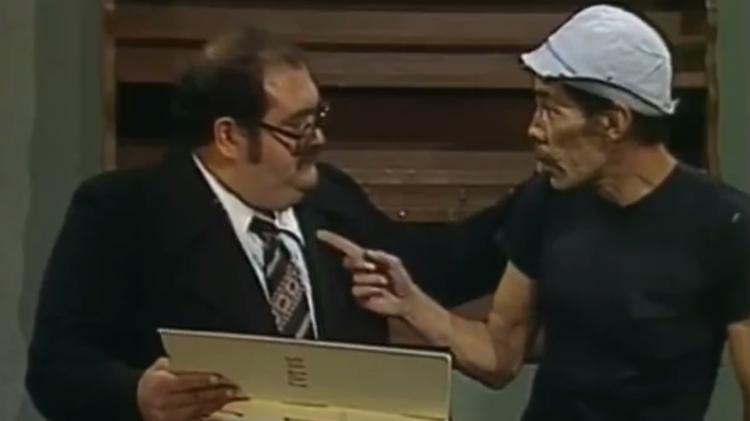 Sr. Barriga perdoa dívida de Seu Madruga em "Chaves" - Reprodução/SBT - Reprodução/SBT
