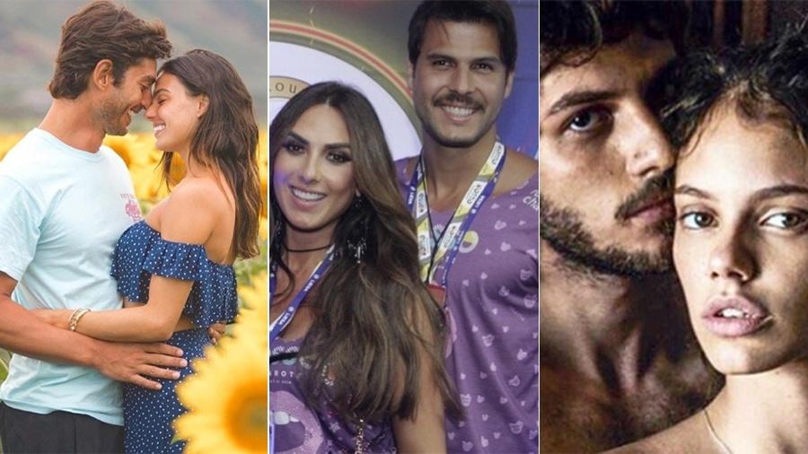 Casais que sobem ao altar em 2018: Isis Valverde e André Resende; Nicole Bahls e Marcelo Bimbi; e Laura Neiva e Chay Suede - Reprodução/Instagram