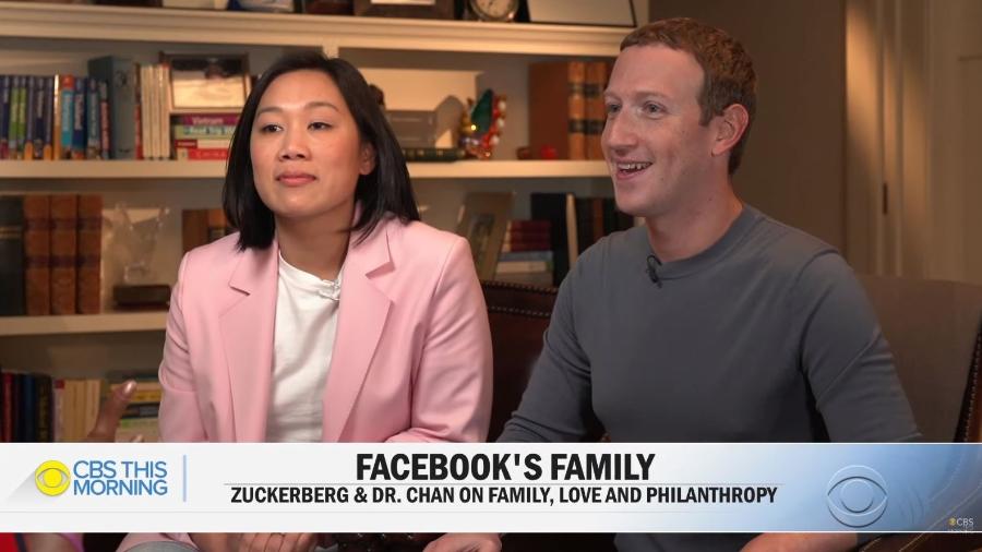 Mark Zuckerberg e Priscilla Chan - Reprodução/CBS