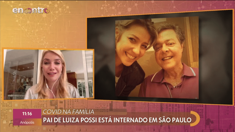 "Encontro" mostra foto de Luiza Possi com o pai enquanto ela fala de internação por covid-19 - Reprodução/Globoplay