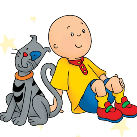 Desenho Caillou na edição dos livros