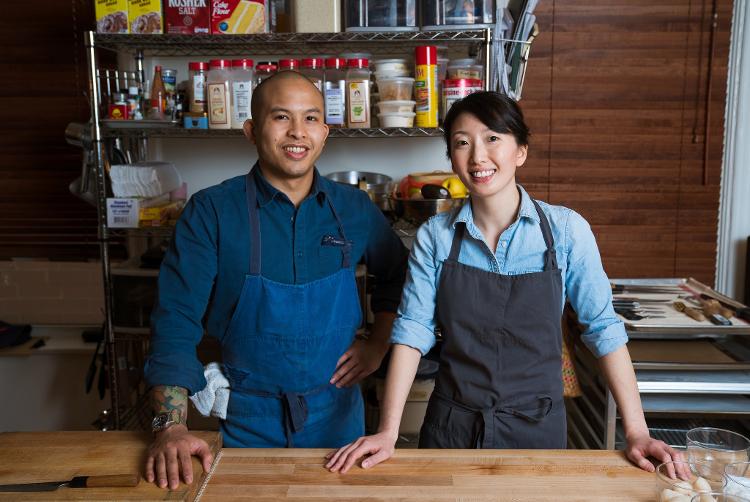 Tim Flores e Genie Kwon, proprietários do Kasama