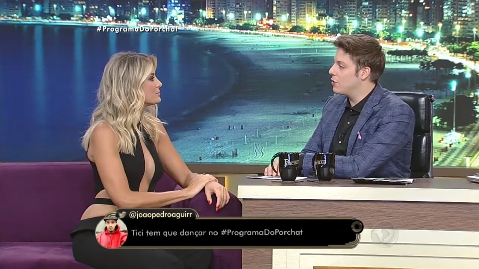 18.out.2016 - Ticiane Pinheiro fala sobre sua vida amorosa em entrevista ao "Programa do Porchat" - Reprodução /TV Record