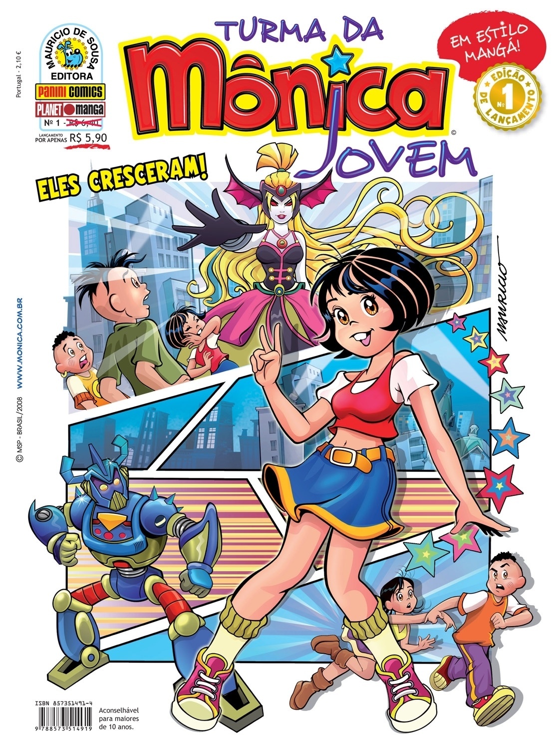 Capa da edição número 1 em que apresenta os personagens da Turma da Mônica adolescentes - Reprodução