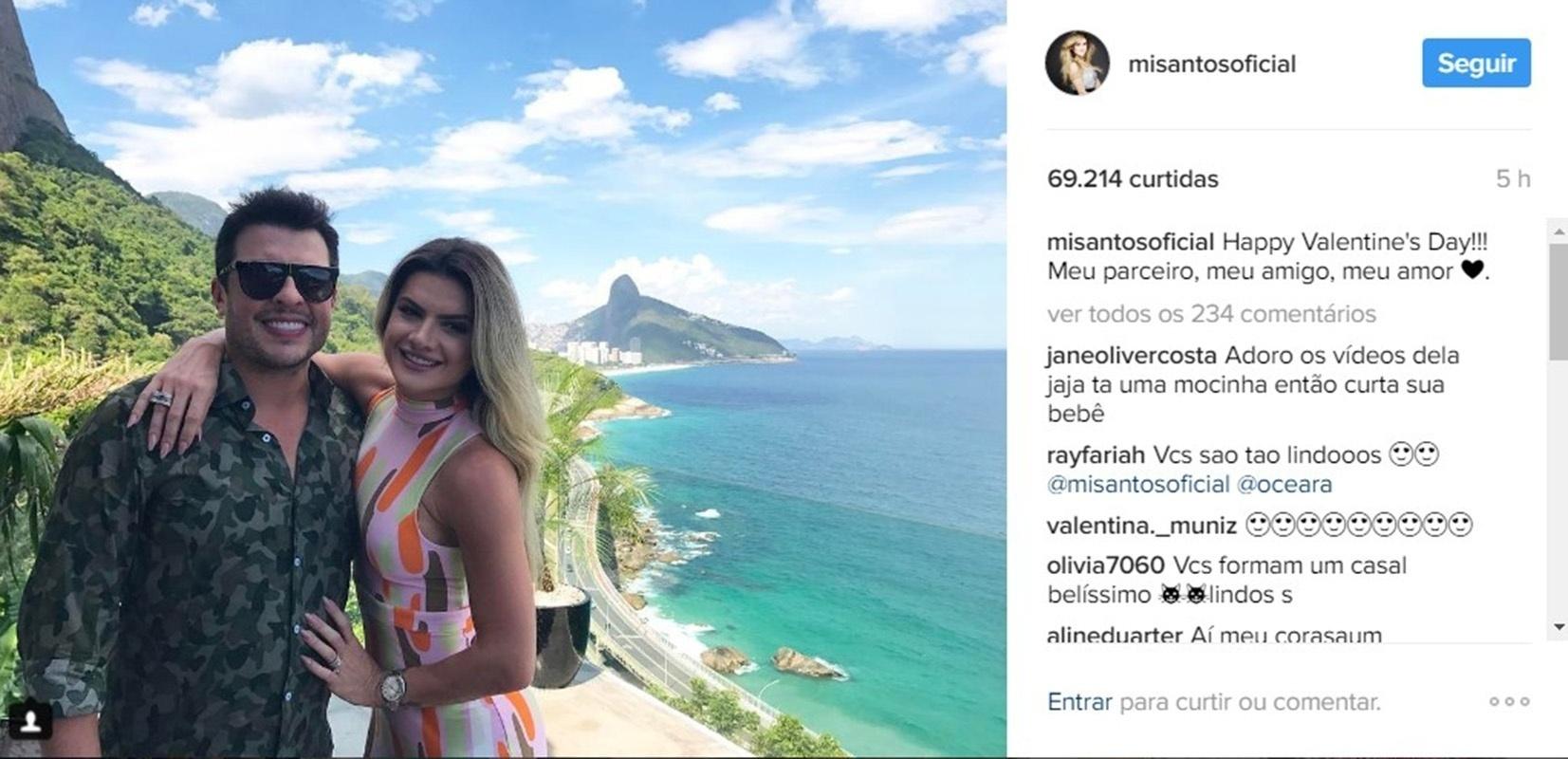 Mirella Santos se declarou ao marido, Ceará, no Valentine's Day. "Happy Valentine's Day!!! Meu parceiro, meu amigo, meu amor" - Reprodução/Instagram