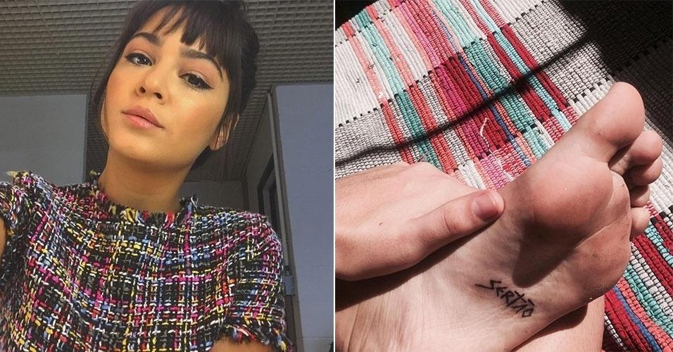 Giullia Buscacio fez uma tatuagem em homenagem a "Velho Chico". A atriz, que viveu Olivia na novela, tatuou a palavra "sertão" na sola de seu pé - Reprodução/Instagram