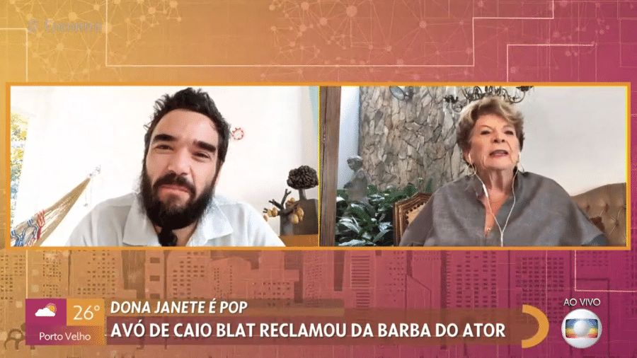 O ator Caio Blat e a avó, Janete, participaram do "Encontro com Fátima Bernardes" - Reprodução / TV Globo