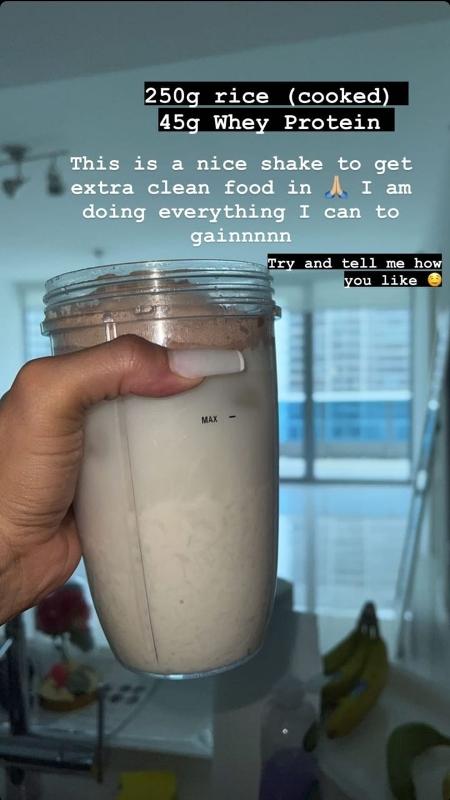 Shake de arroz com whey de Fafa Fitness, a Mulher-Hulk brasileira - Reprodução/Instagram - Reprodução/Instagram
