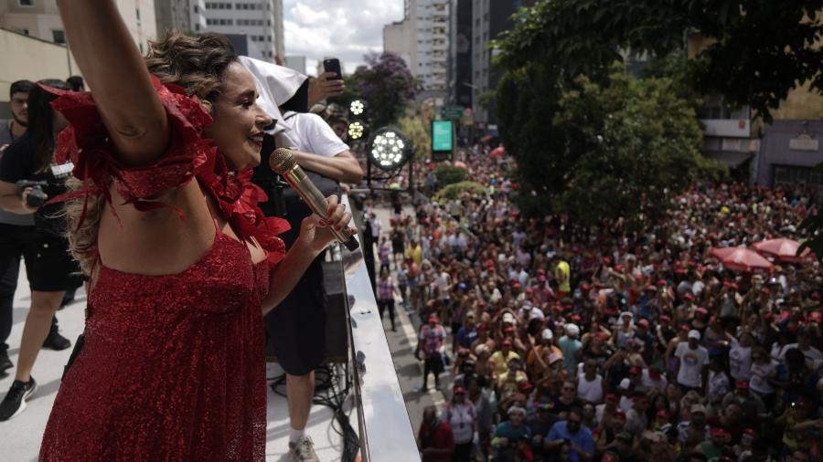 Daniela Mercury durante o bloco Pipoca da Rainha em São Paulo - André Porto/UOL