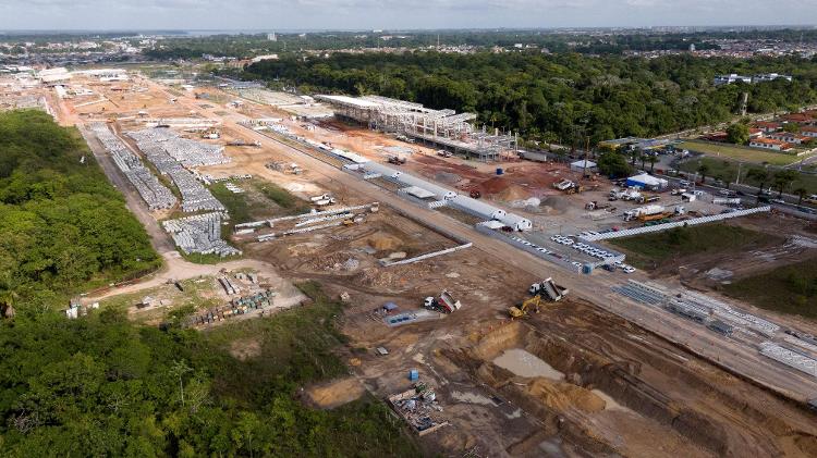 Obras do novo Parque da Cidade, um antigo aeroclube que concentrará os eventos da COP30