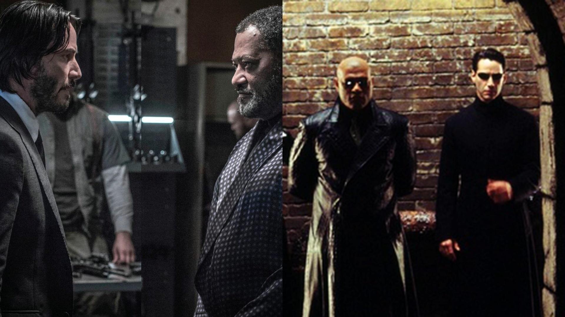 Cenas dos filmes "Matrix Reloaded" (2003), de irmãs Wachowski e "John Wick: Um Novo Dia Para Matar" (2017), de Chad Stahelski - Reprodução/Montagem