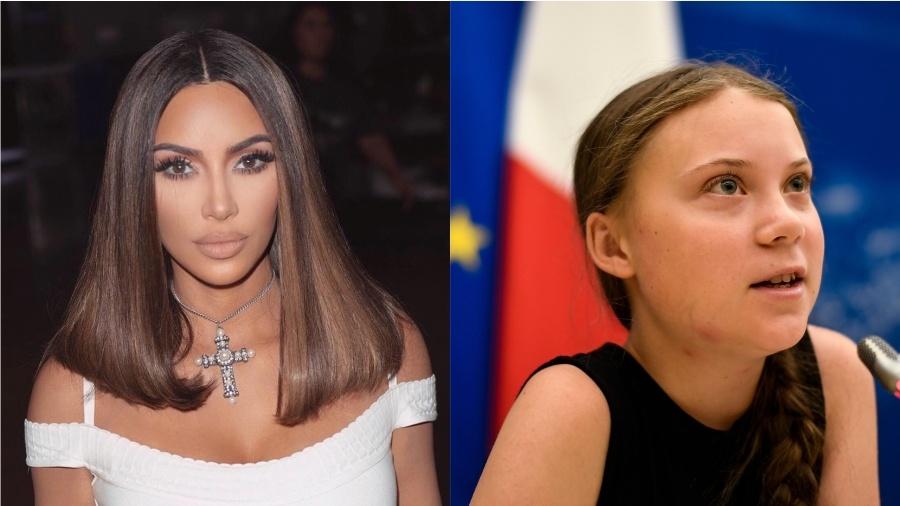 Kim Kardashian e Greta Thumberg - Reprodução/Instagram/AFP
