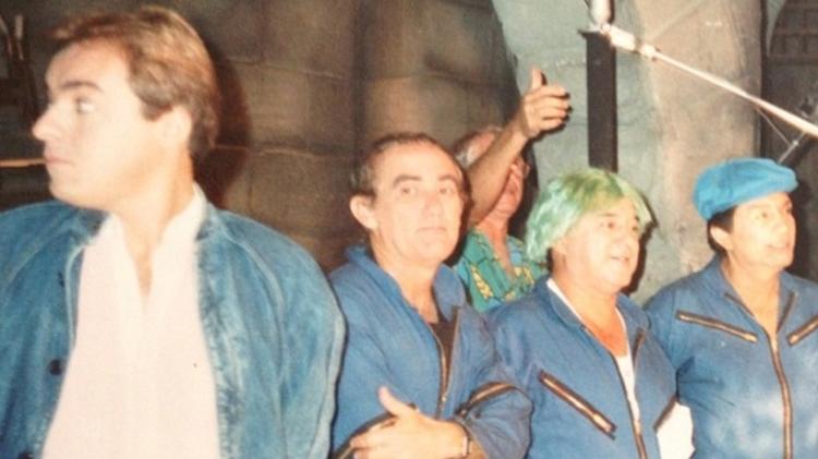 Gugu ao lado de Didi, Zacarias e Dedé nos bastidores do filme Os Fantasmas Trapalhões (1987) - Reprodução/Instagram - Reprodução/Instagram