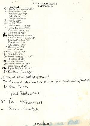 Lista VIP do lançamento de "OK Computer", do Radiohead - TrueOtterAwaits/Tumblr - TrueOtterAwaits/Tumblr