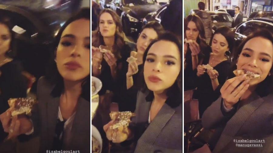 Izabel Goulart, Manu Gavassi e Bruna Marquezine em restaurante em Paris - Reprodução/Instagram