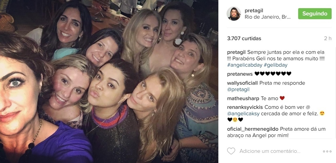 Ao lado das amigas, Angélica comemora em sua casa seu aniversário de 43 anos - Reprodução /Instagram /Pretagil